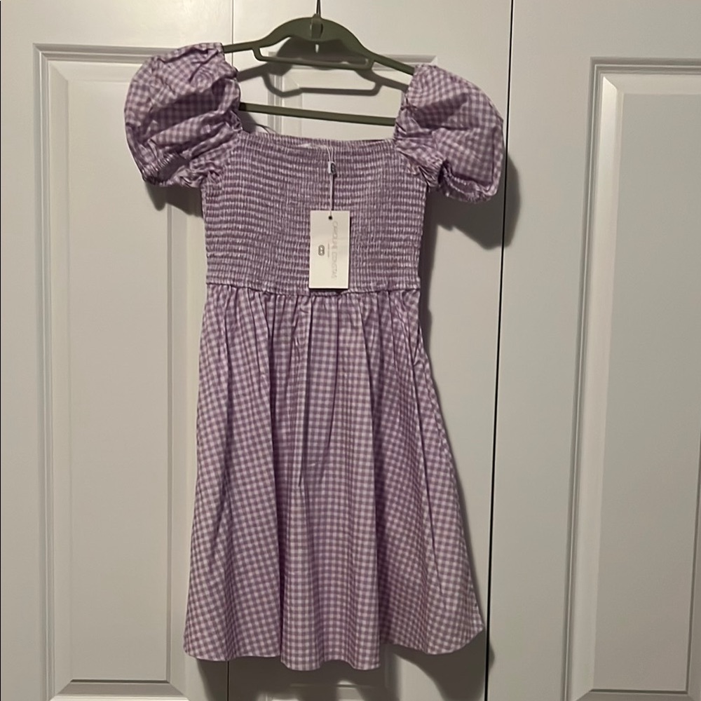 NWT Caroline Constas purple gingham dress medium